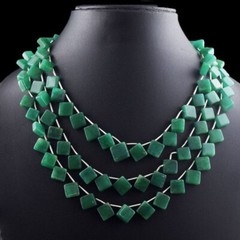 Square Shape 3 Strand 522 Cts Emerald Beautiful Necklace Jewelery VK 23 E621
