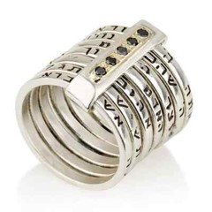 Seven Blessings Kabbalah Ring w/ Rubies In 14K Yellow Gold & 925 Silver Jewelry