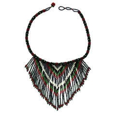 Seed bead bib choker necklace multicolor boho ethnic southwest handmade A
