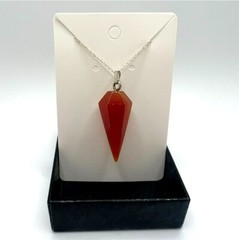 Natural Orange Aventurine Gemstone Rock Reiki Chakra Pendant & Silver Necklace