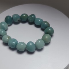 Amazonite Blue-Green Stretch Beaded Bracelet Round Gemstone Cord Healing Nature