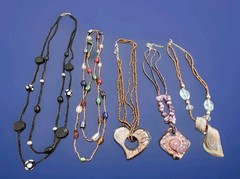Lot of 5 Murano Lampwork Art Glass Seed Bead Necklaces – Pendant, Station