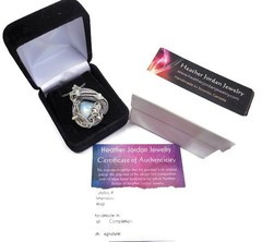 Rainbow Moonstone Pendant Necklace w Ethiopian Opals, Sterling Silver Wire Wrap