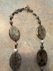 2 Chunky Natural Gemstones Necklaces Large Oval, And Small Round Stones ￼