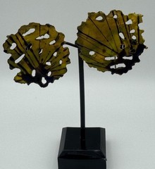 Artisan 1980s Handmade Earrings Yellow And Black Enamel