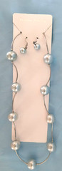 New Women’s Earrings and Necklace Gift Set Ice Blue Imitation Pearls Silvertone