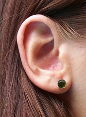 Recycled Early 1900’s Olive Green Wine Bottle Sterling Silver Post Earrings