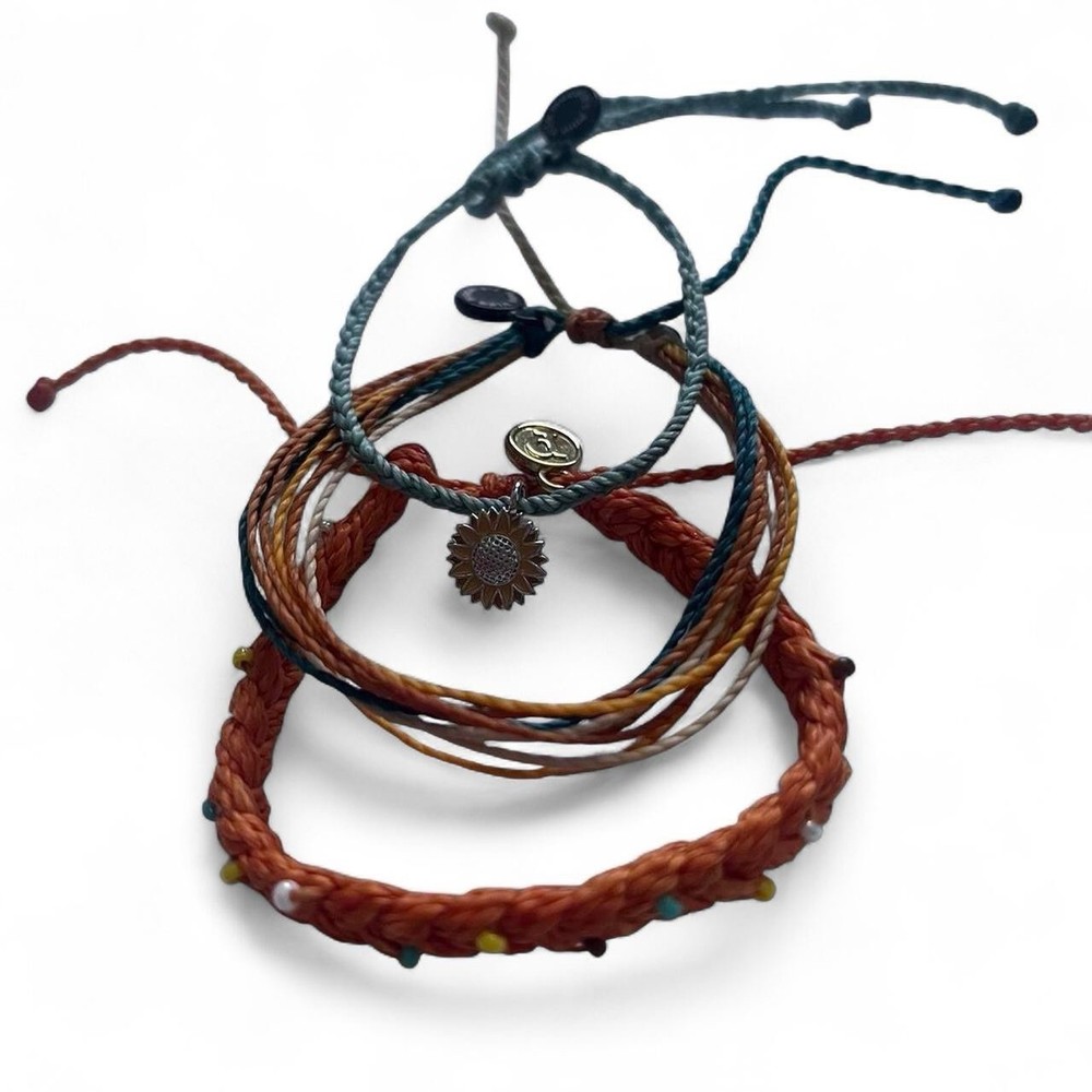 Pura Vida Braided Beaded Adjustable Nylon Charm Bracelets, Multicolor