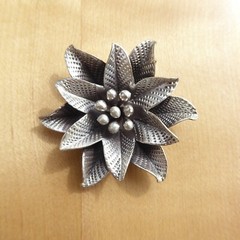 Handmade Hill Tribe Flower Pendant Fine Silver Flower Three Dimensional Pendant