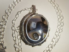 Handmade Viking Knit Weave Montana Moss Agate Sterling Silver Pendant necklace