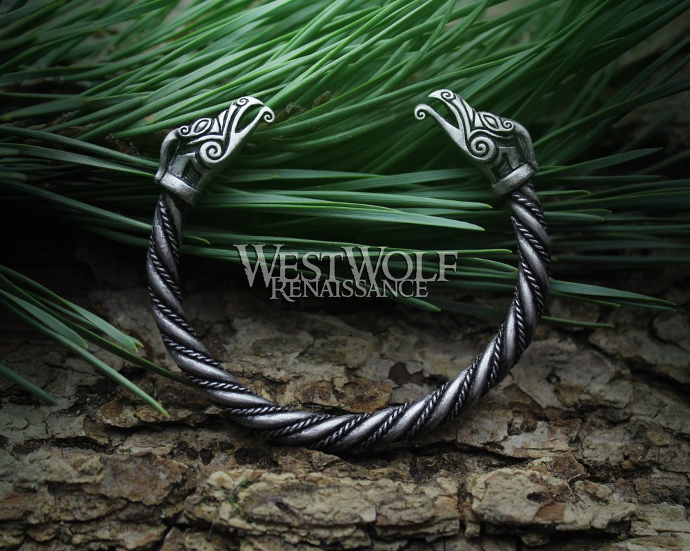 Silver Viking Phoenix Torc / Bracelet — Norse/Jewelry/Celtic/Dragon/Eagle/Bird