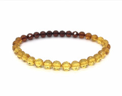Amber Bracelet Gift FACETED Round Beads Baltic Amber Ombre Rainbow Colorful 8016