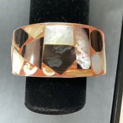 Mosaic Cuff Bracelet Inlayed With Various Natural Stones Artisanal Philippines