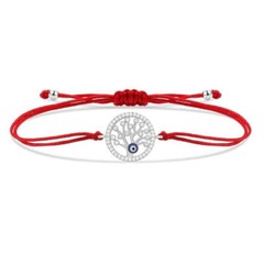 Silver Tree of Life & Evil Eye Charm Red String Protection Bracelet