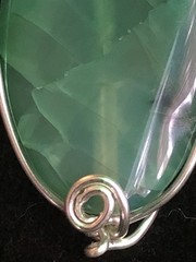 SA1005 – Wire Wrapped Green Dragon Vein Agate Marquise Pendant