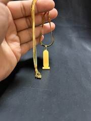 Egyptian Cartouche Pendant Necklace in Gold Tone Ancient Hieroglyph Jewelry