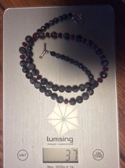 Handmade Indian Black Gray Labradorite & Red Jade Sterling Silver Necklace 21”