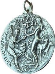 Garden Of Eden Coin Pendant Sterling Silver Handmade Large Biblical Christian