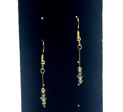 Earrings: 1.75in Bi-cone Glass w/ Gold Plated Accent Beads Dangle/ Drop