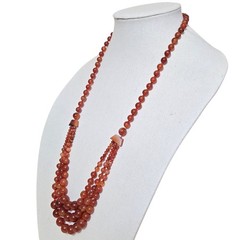 Vintage Carnelian Gemstone Graduated Beaded Triple Strand Necklace 30″