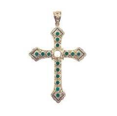 Nicky Butler Designer Signed Cross Large Pendant Bronze Green Chalcedony 3″ NWT