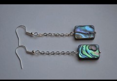 Handmade Natural Abalone shell silver plated chain earring