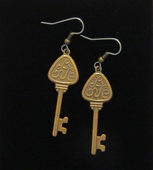 Key Earrings Love Key to my Heart Brass or OMS Valentine Keys Vintage Inspired