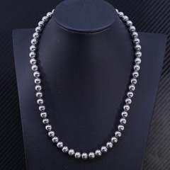 19” 8mm, vintage sterling silver 925 8mm bead handmade necklace