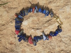 Handmade Jewelry Bracelet, Lapis, Red Jasper, Agate