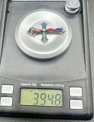 AHM 925 Sterling Silver Multi Faux Gemstone Cross Pendant 3.9g