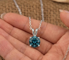 4.00 Ct Certified Blue Diamond Pendant, Tariffs FREE & Matching Studs .