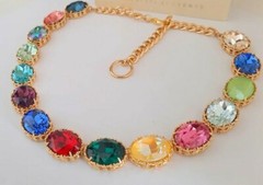 Rainbow Crystal Choker Anna Wintour Necklace Art Deco Gold Jewelry For Weddings