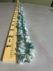 Vintage Blue Mother of Pearl Shell Chip Necklace & Earrings Endless 23″ 145g