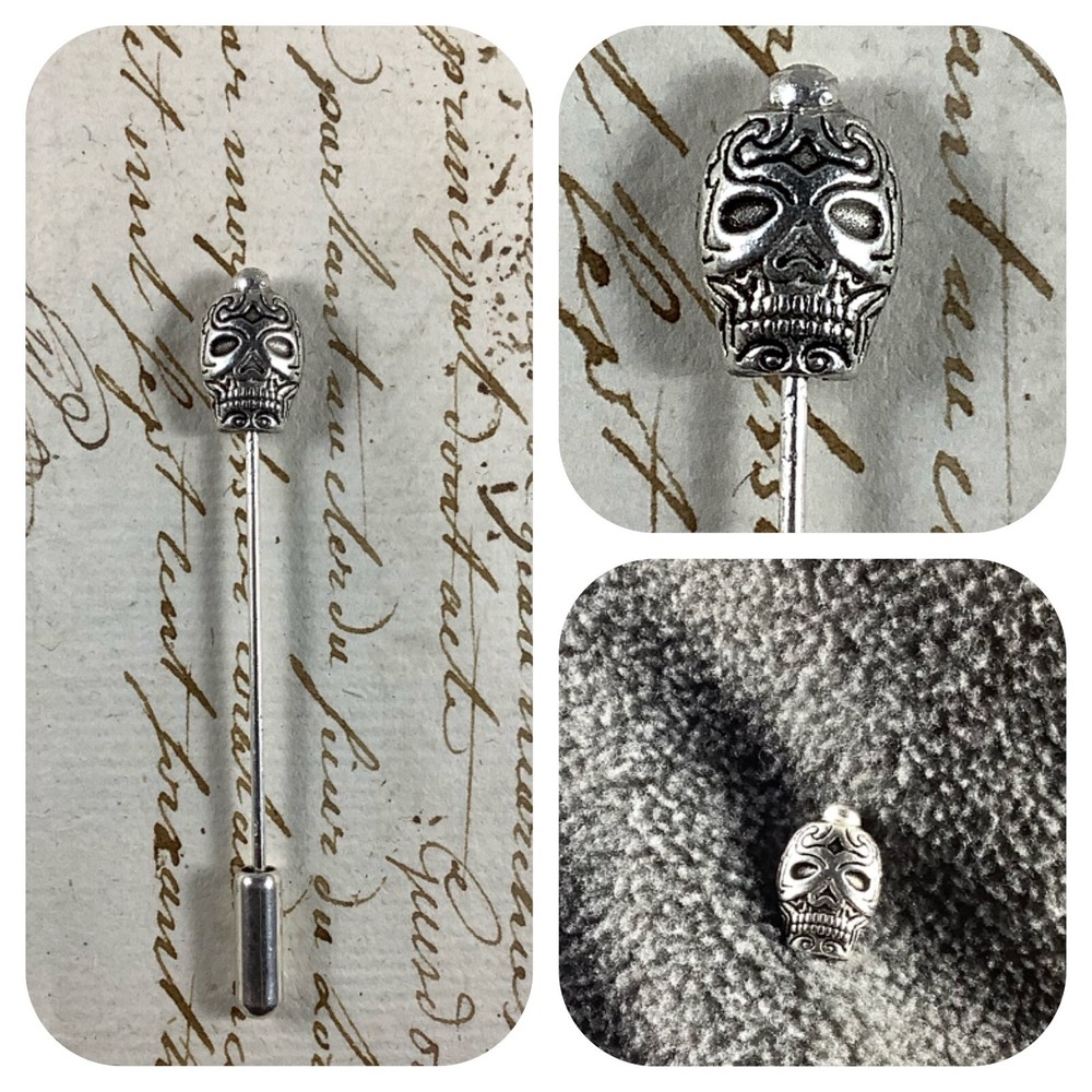 Sugar Skull Cravat tie hat lapel stick brooch pin