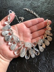 Artisan Crystal and Rutilated Quartz Many Stones Necklace 18″ Nature’s Art