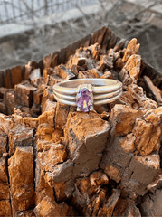 Ring, Purple Cubic Zirconia Ring, NEW, size 7.5, Handmade, CZ, Artisan