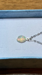 #545- .90ct Genuine Ethiopian Welo Opal on a 925 Sterling Silver Chain