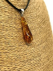 AMBER PENDANT Glossy Natural BALTIC AMBER Stone Unique Gift Silver 925 2g 15076