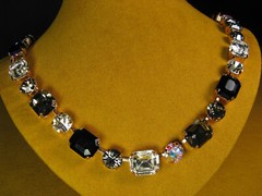 MARIANA NECKLACE SWAROVSKI CRYSTALS ROSE GOLD PL BEAD TENNIS Black White Gray