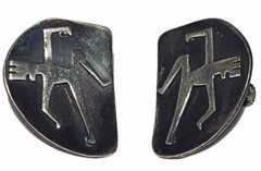 L C MEXICO STERLING SILVER STUDIO ARTISAN MID CENTURY MODERN FIGURE EARRINGS