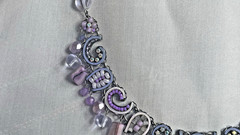 Lovely Ayala Bar Necklace with Earrings in Lavender Purple Mauve Color.