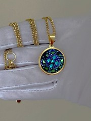 Druzy Pendant 20mm Resin Druzy Pendant in Teal U Choose Stainless-Steel Color