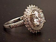 2.11 ct Engagement Ring 162 Diamonds 14K White Gold – IGI Certif Simulated Round