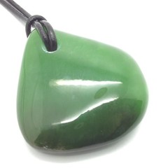 Siberian Jade Pebble Pendant Green Nephrite Jade Stone Necklace Siberia #55