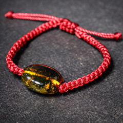 Natural Dominican Amber • Handcrafted Adjustable Macramé Bracelet