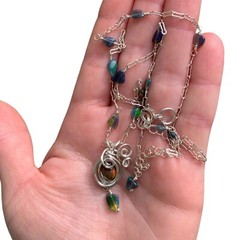 Ethiopian Black Opal Pendant 925 Silver Wire Wrap Necklace Handmade Jewelry