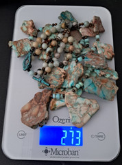 Slab Impression Jasper Blue Brown Amazonite Tigers Eye Huge Double Strand 273G