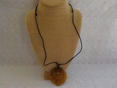 Abstract Bird Carved Pendant Rock Stone Necklace Brown Adjustable Cord Wings