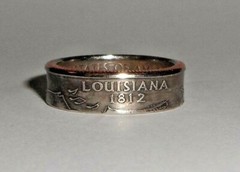 «Sealed» LOUISIANA US STATE QUARTER handmade coin ring or pendant size 4-14