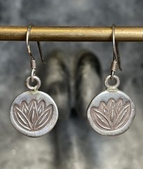 Artisan Sterling Silver Lotus Flower Disc Earrings